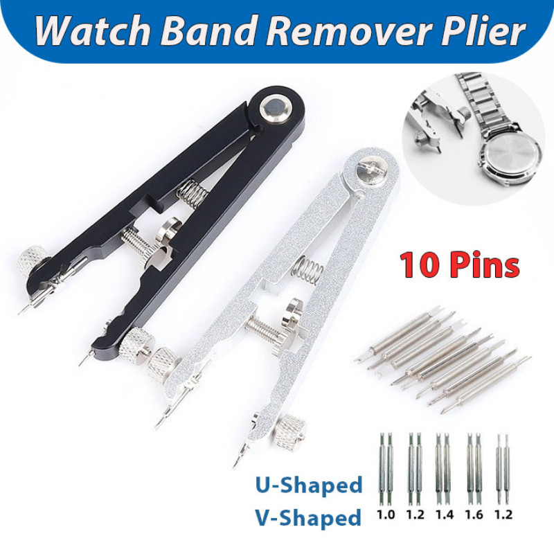Watch Band Remover คีมนาฬิกาฤดูใบไม้ผลิบาร์ Plier ชุดเครื่องมือสายนาฬิกาโซ่ซ่อมเครื่องมือ U/V-รูป 6825 ฤดูใบไม้ผลิบาร์ 10 Pins