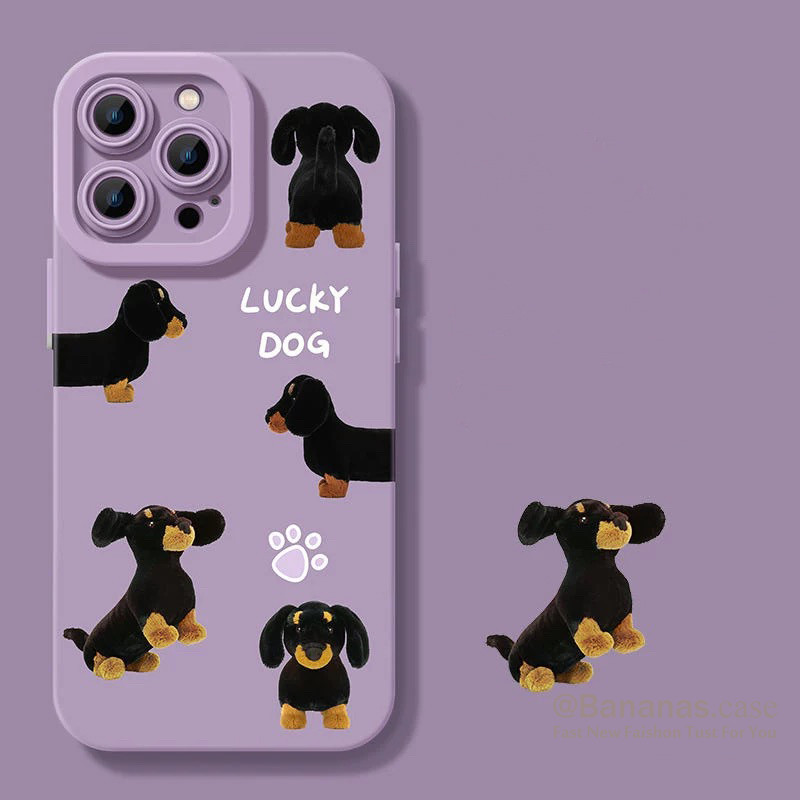 Iphone 16 15 14 13 12 11 Pro Max X Xr Xs Max 7 8 Plus SE2020 เคสโทรศัพท์น่ารักสีน้ําตาลไส้กรอกสุนัขคู่นุ่มปกหลัง