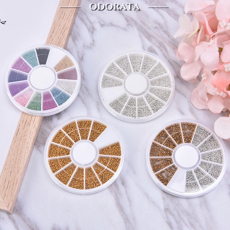 [Odorata] 3d Micro Bead Nail Art Rhinestones Caviar Tips ตกแต่งแต่งเล็บ DIY ล้อใหม่