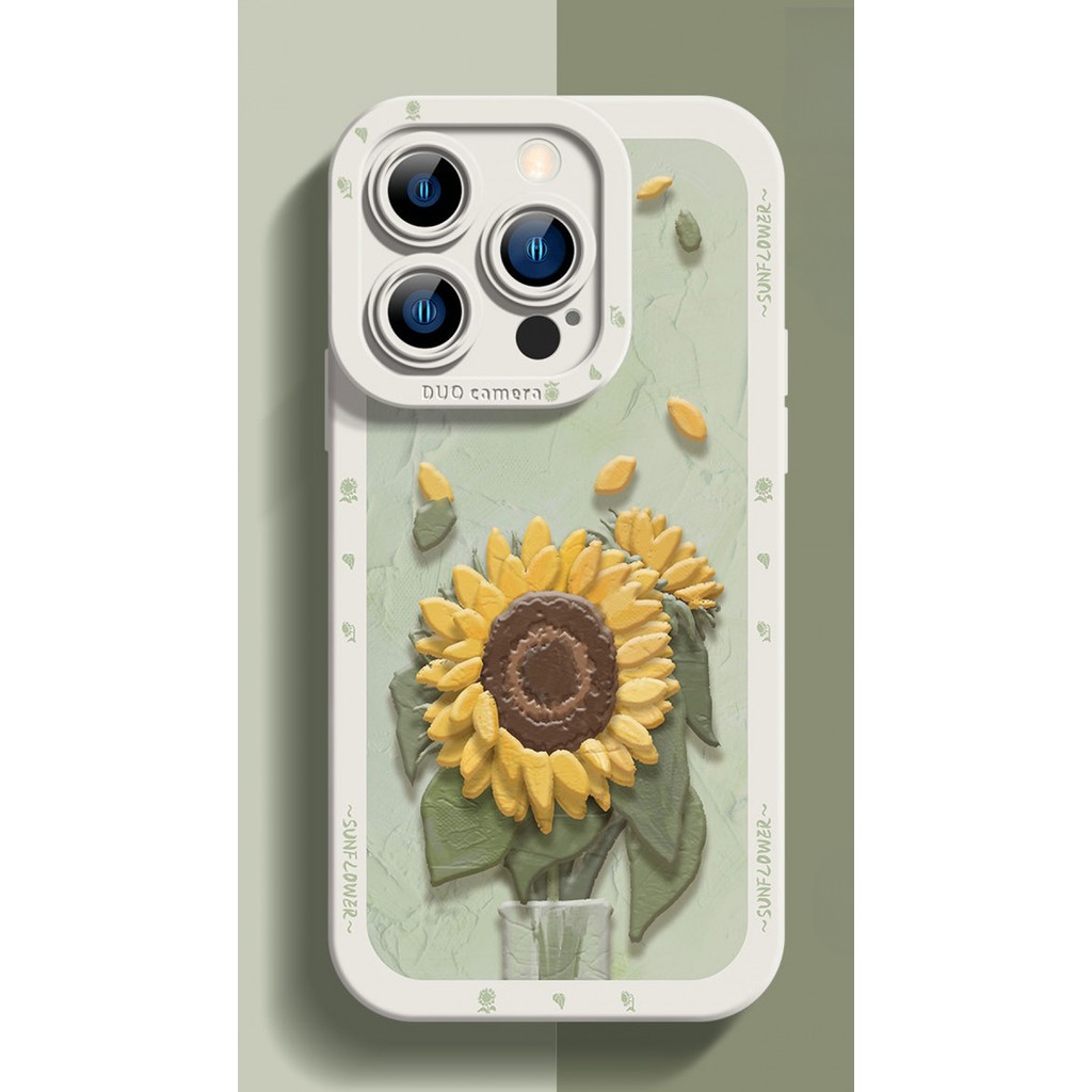 ภาพประกอบดอกไม้ดินน้ํามันเคสโทรศัพท์สําหรับiphone16/15/14/13/mini/12/11/pro MAX/X/XS/XR/7/8/6 กันกระแทกและDrop-Proofครอบคลุมเต็มรูปแบบซิลิโคนเหลวนักเรียนเคสป้องกัน