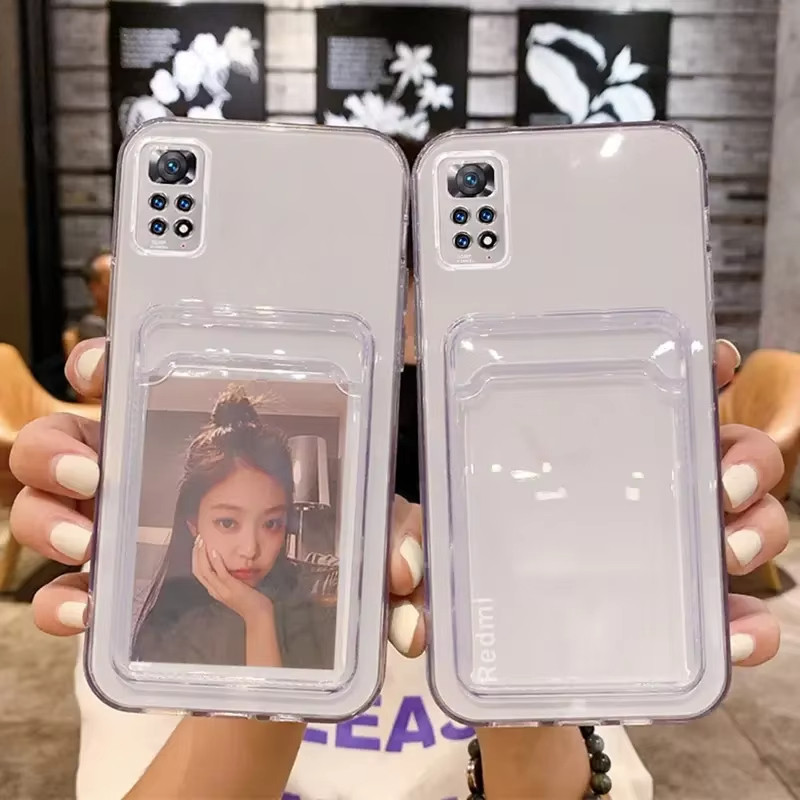 เคสใสใส่บัตร for Redmi Note 13 12 11 10 9 8 Pro 14c 13C 10S 11S 9A 9C 9T 10C Poco X3NFC X6 X5 M5 F6 Mi 13T 12T Lite กรณี