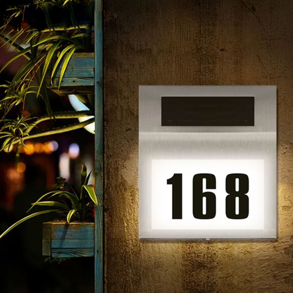 ป้ายบ้านเลขที่ไฟพลังงานแสงอาทิตย์ LED กันน้ํา สําหรับบ้าน ลาน ถนน สวน ของขวัญ