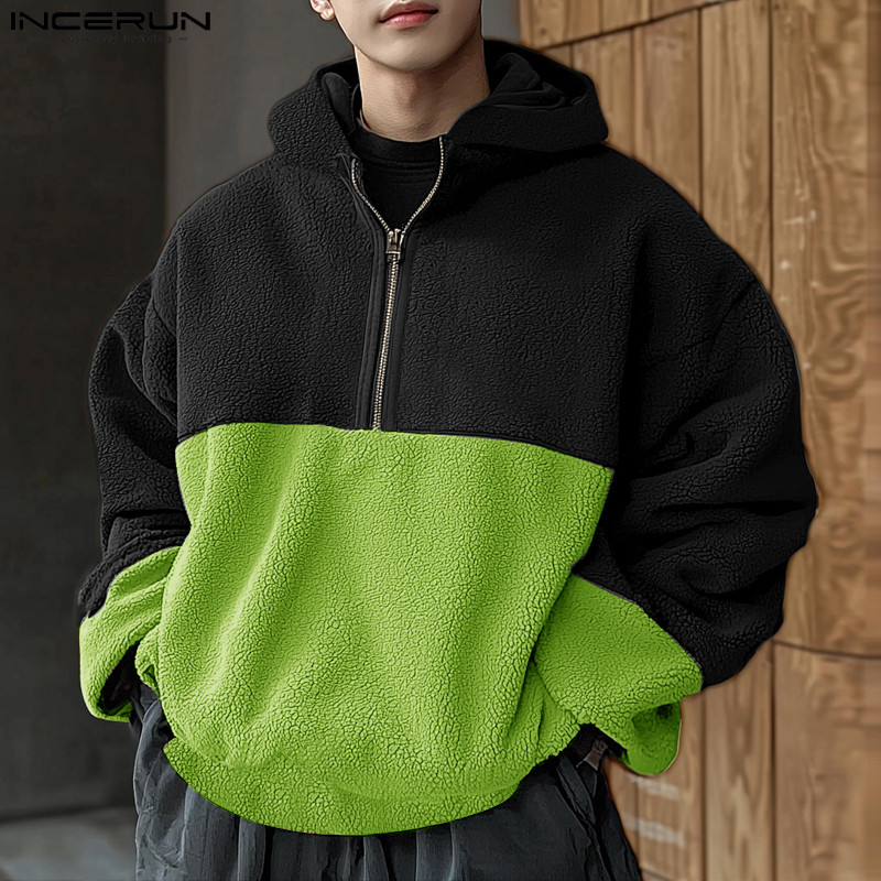 Incerun เสื้อกันหนาวมีฮู้ดแขนยาวลําลองสําหรับบุรุษเกาหลี