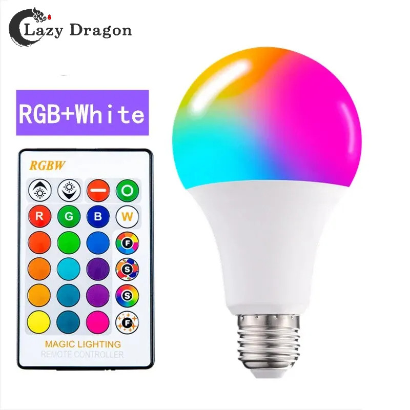 Rgb 7W หลอดไฟ LED สีสันสดใส E27 พร้อมมัลติฟังก์ชั่นหรี่แสงได้ระยะไกล 110V/220V