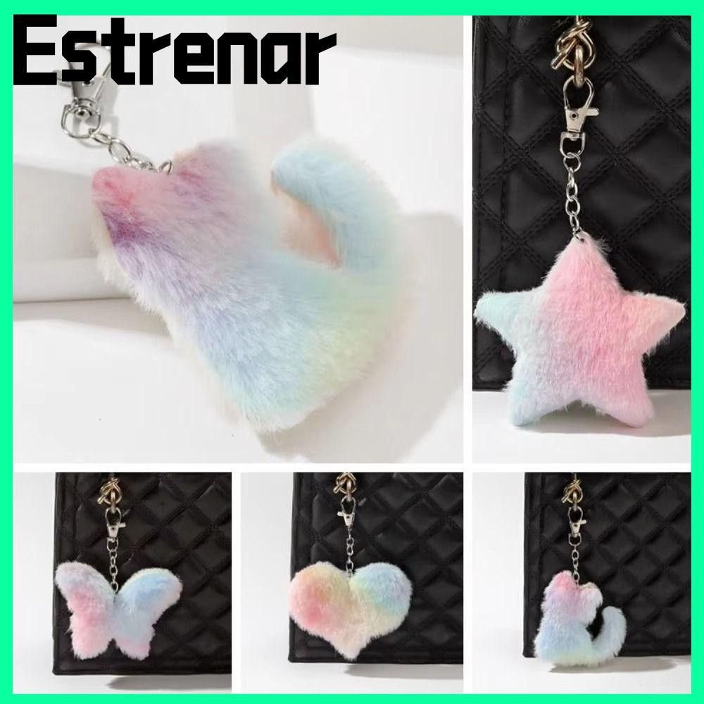 Estrenar จี้ดาวหัวใจพีช, พวงกุญแจผีเสื้อแมวการ์ตูนสีสันสดใส, แฟชั่นแขวนตกแต่งตุ๊กตากระเป๋าจี้อุปกรณ์เสริม