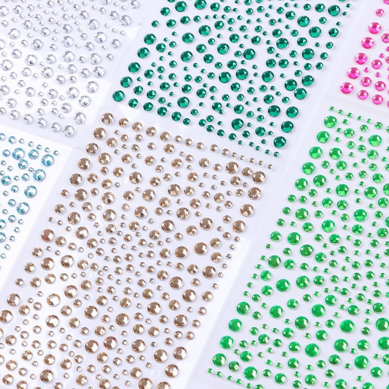 สติกเกอร์ Rhinestone Self-Adhesive Glitter อัญมณีเครื่องประดับสติกเกอร์ผมเล็บแต่งหน้าเสื้อผ้ารองเท้ากระเป๋า DIY หัตถกรรมตกแต่ง