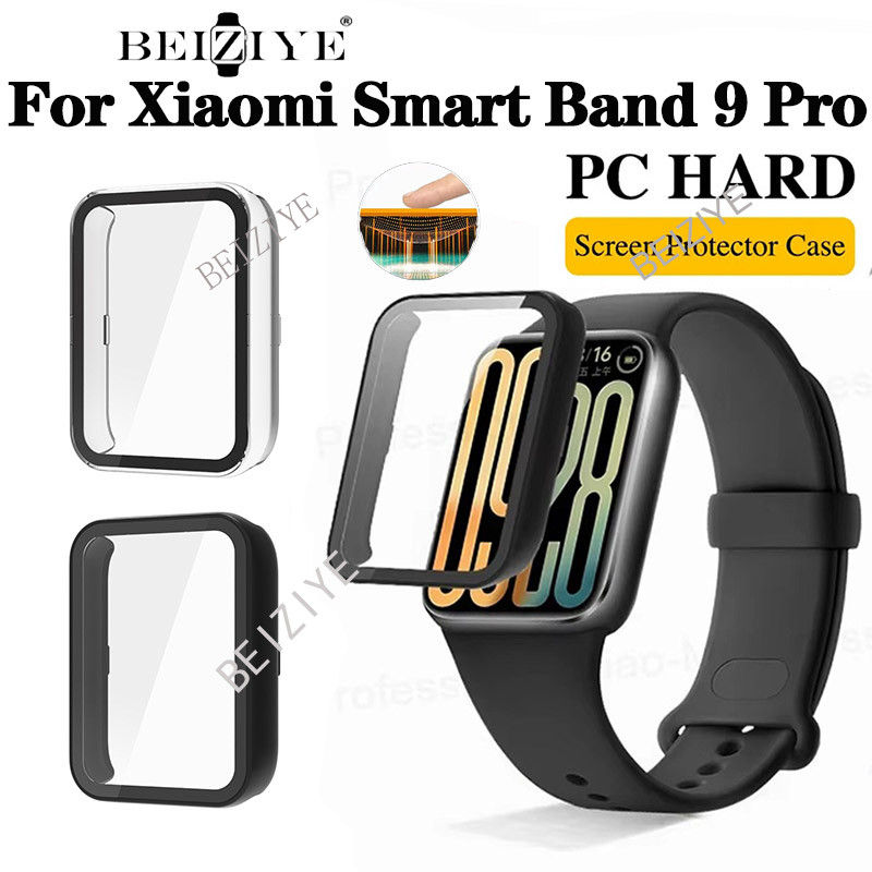 2-in-1 PC Case + กระจกนิรภัยสําหรับ Xiaomi Smart Band 9 Pro กระจกนิรภัย Anti-scratch ฟิล์มกันชนฝาครอบป้องกันสําหรับ Xiaomi Band 9 Pro