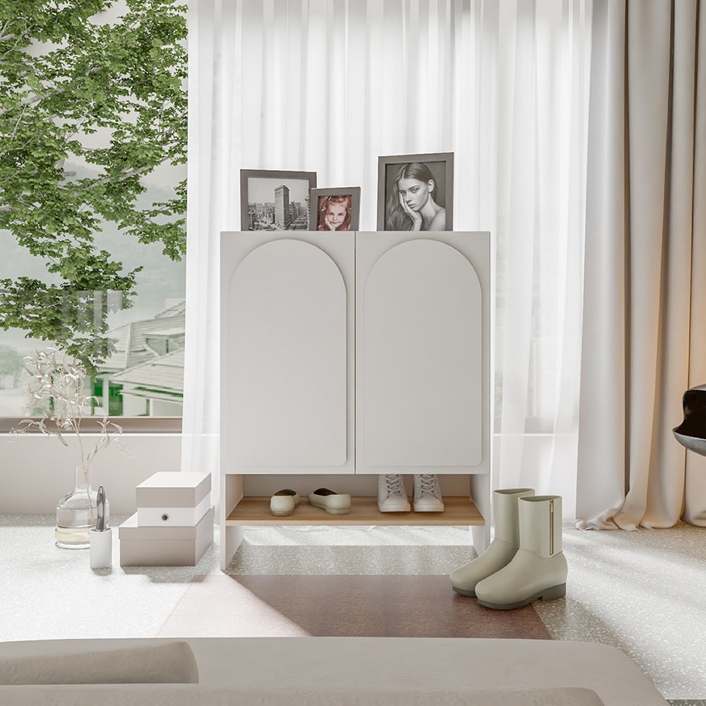 Koncept Furniture ตู้รองเท้า KC-PLAY รุ่น NORDIS สีขาว (80x40x95 ซม.)  แบรนด์ KONCEPT FURNITURE