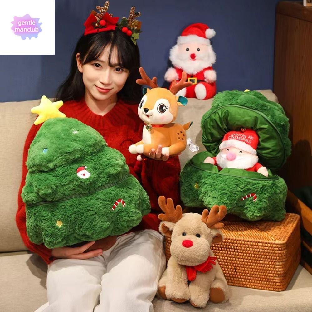 Gentlemanclub คริสต์มาส Elk Plush ของเล่น, Christmas Tree Plushies Christmas Series ตุ๊กตา, ปุยการ์ตูน Openable Santa Claus ตุ๊กตาปีใหม่ตกแต่งปาร์ตี้