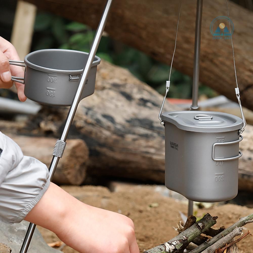 Spssth Lixada Outdoor Camping Titanium Canteen Set 380ml 750ml หม้อแขวน Home Picnic Backpacking