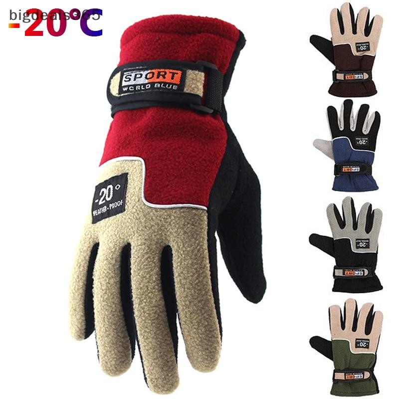 [bigdeals365] -20℃ ฤดูหนาว Warm ขนแกะถุงมือผู้ชายความร้อนขี่จักรยานหิมะถุงมือหนา Polar ขนแกะ Mittens สําหรับชายหิมะกีฬาถุงมือกันลม ถุงมือขนแกะกลางแจ้ง Coldproof New St