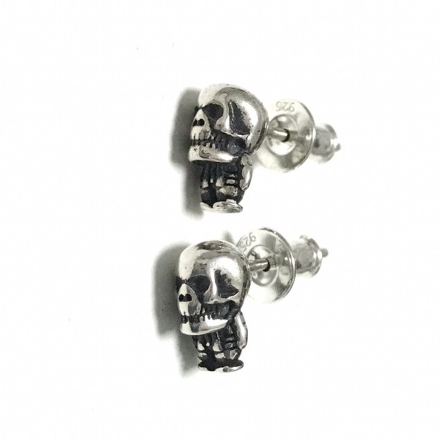 925 sterling silver earrings retro three-dimensional skull dwarf men and women fashion trend earring