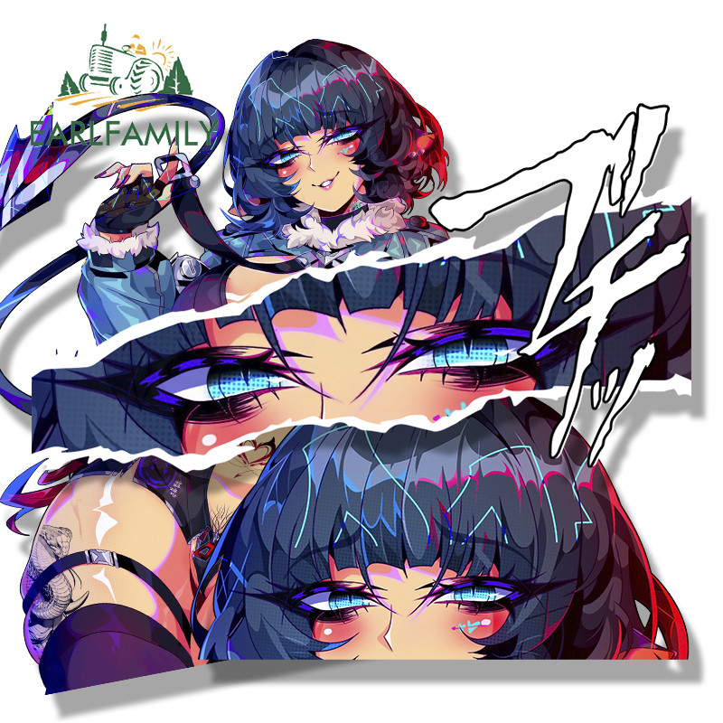 Earlfamily 13 ซม.Ahegao Jane Doe Fanart สติกเกอร์รถ Zenless Zone Zero Chibi หัวโตรูปลอกกันน้ําเหมาะสําหรับผิวสะอาดแบนและเรียบเนียนใดๆ