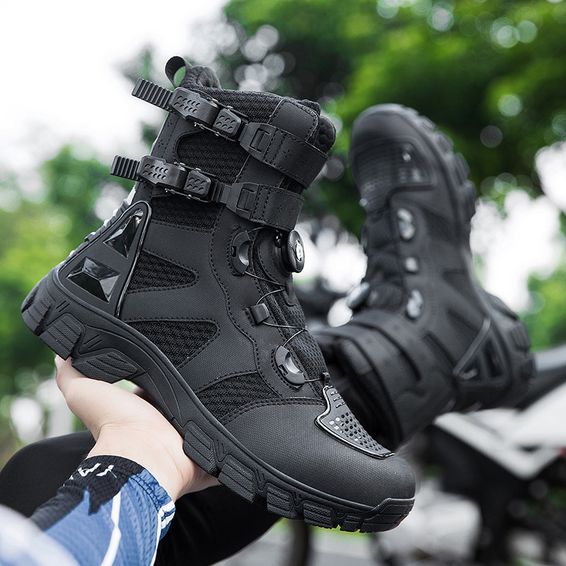 รองเท้าขี่มอเตอร์ไซค์ High Top ป้องกันข้อเท้า สําหรับนักแข่งมืออาชีพและคู่กีฬา ราคาถูก Shopee Lazada