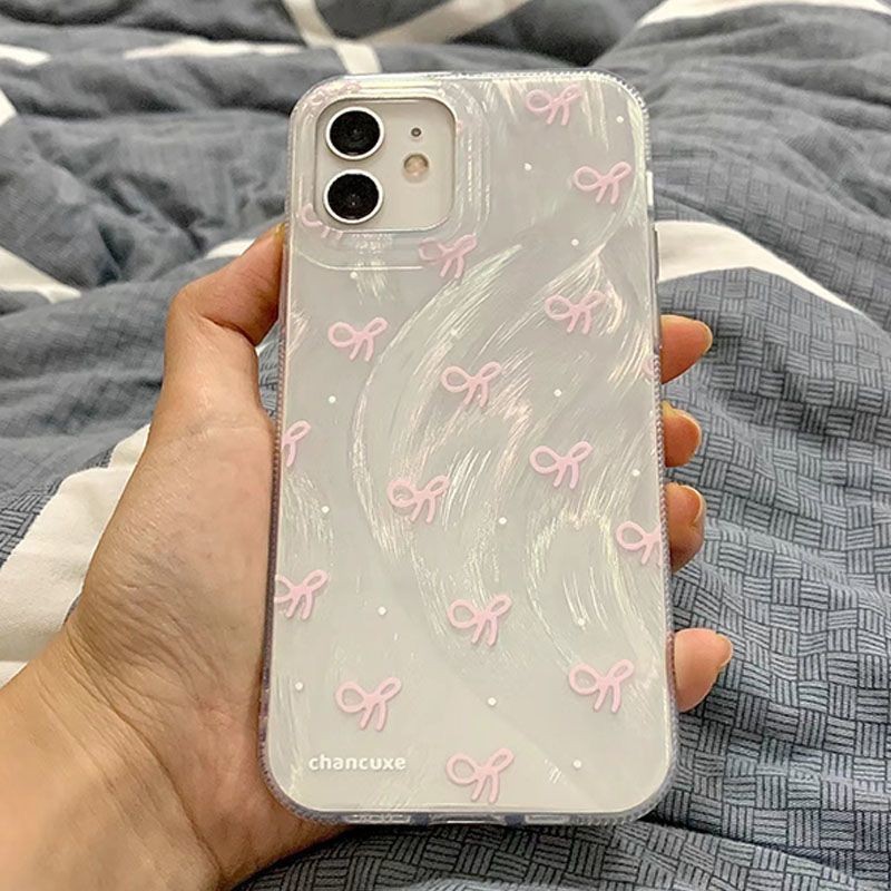 Feather Yarn Bow เหมาะสําหรับ iPhone15/16/11/12 Apple การ์ตูนเคสโทรศัพท์ 14promax ยางนุ่ม 13pro F0NQ
