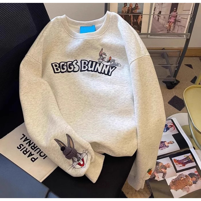 เสื้อสเวตเตอร์แขน Raglan สีตัดกันต้นฤดูใบไม้ร่วงผู้หญิง2024ฤดูใบไม้ร่วงและฤดูหนาวแบบใหม่หลวมไซส์ใหญ่เพิ่มความหนาสำหรับคนตัวเล็กเสื้อผู้หญิง