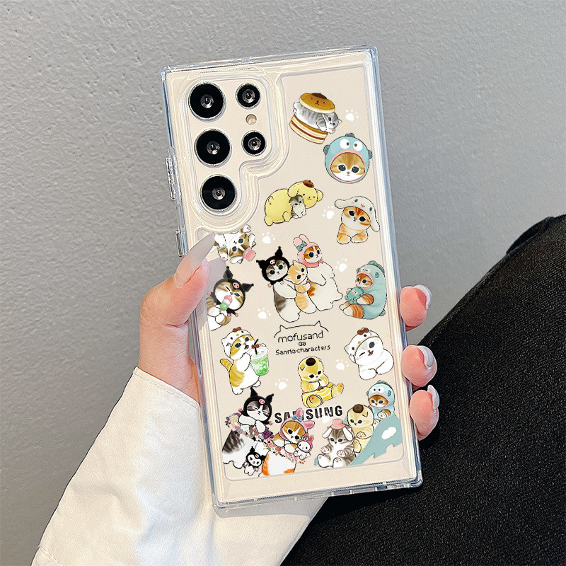SANRIO SAMSUNG การ์ตูนsanrio Kuromi MOFUSAND Cat Hardโปร่งใสสําหรับSamsung S25 Ultra S25 + S24 Ultra S24FE S23 Ultra S22 S21 FE S20 A55 A53 A16 A15 A33 ฝาครอบกันกระแทก