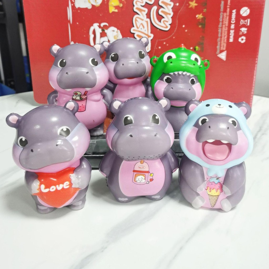Moo deng Hippo บีบของเล่น Anti Stress Pygmy Hippo ของเล่นการ์ตูนสัตว์ Fidget ของเล่นสําหรับความเครีย