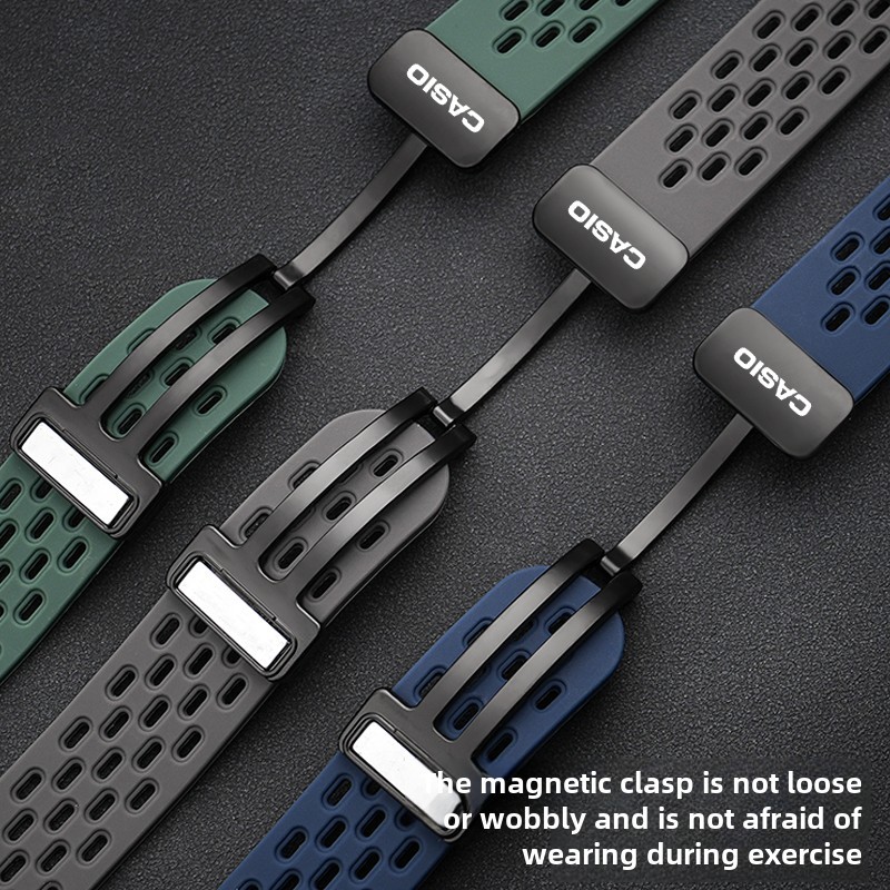 20 มม.22 มม.ซิลิโคนสําหรับ Casio Magnetic Breathable สายนาฬิกาซิลิโคนผู้ชาย EFV540/506/EFR-303 ยาง Band Sporty Casual สบาย Breathable เปลี่ยนสร้อยข้อมือ