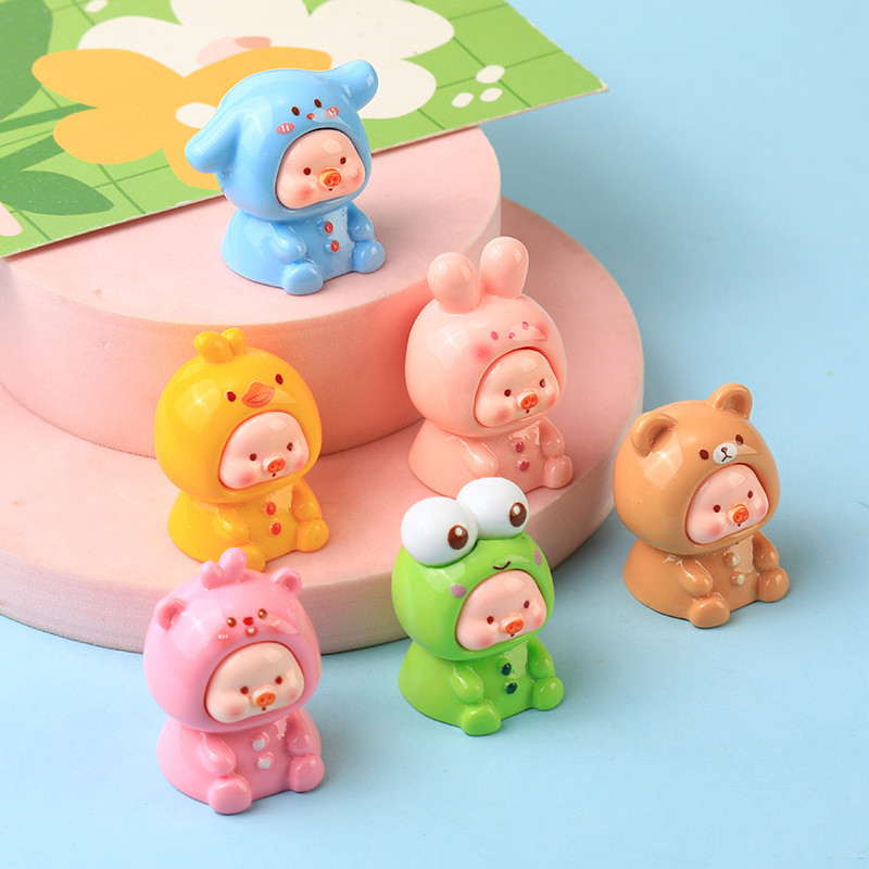 [15 #] เรซิ่นสามมิติการ์ตูนสัตว์น่ารักลูกหมูใบหน้าทําเองเครื่องประดับอุปกรณ์ตกแต่งรถยนต์พวงกุญแจตาบอดกระเป๋าวัสดุ LT