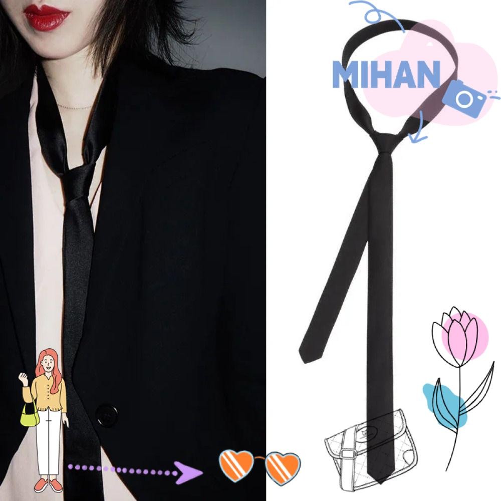Mh ซาติน Super Slim Tie, 3 ซม.แฟชั่นหรูหราสีดําคอ Tie, ผู้หญิง Man งานแต่งงานเสื้อผ้าอุปกรณ์เสริม Skinny เนคไทแคบ