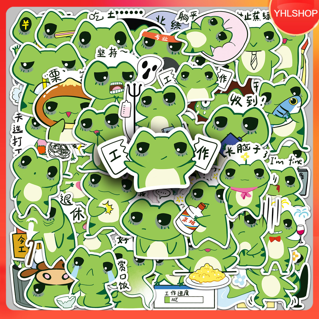 YHL พร้อมส่ง 50แบบ สติกเกอร์ การ์ตูน พนักงานกบ กบทำงาน น่ารัก working frog cartoon stickers