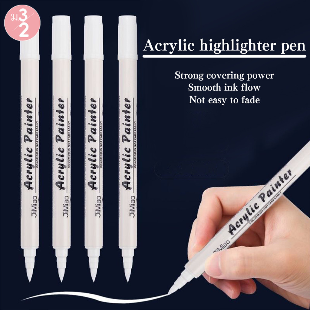 หมึกสีขาว ปากกาเคมี ปากกามาร์กเกอร์สีขาว permanent marker หัวคู่อ่อนและแข็ง เคส/รองเท้าใส่มือถือDIY Graffiti Art เครื่องเขียน