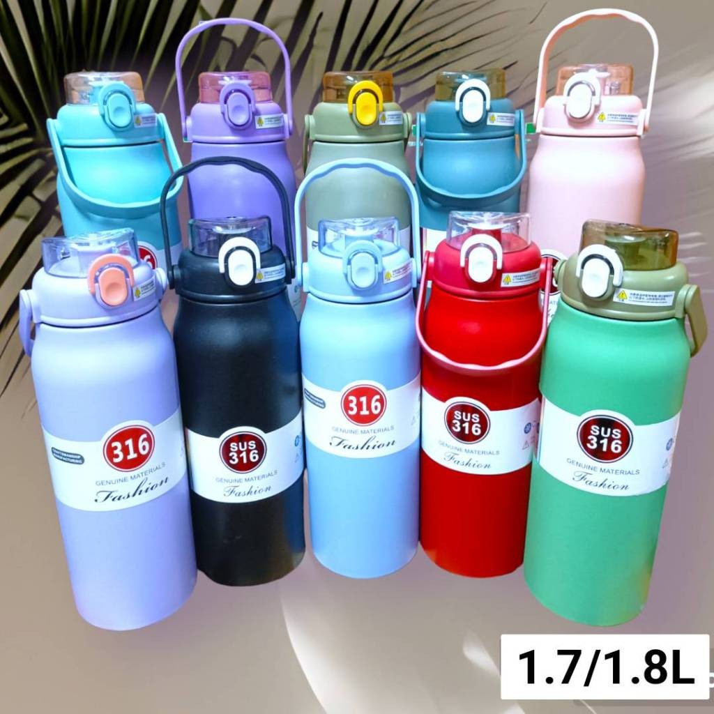 A033 ขวดนำ้ 1.7L-1.8L 60Oz แท้งค์เก็บอุณหภูมิ สแตนเลส 316 กระติกน้ำเก็บความร้อน/เย็น
