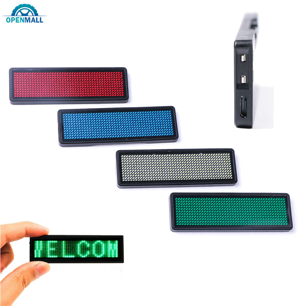 OML Mini LED Digital Programmable แบบชาร์จไฟได้ Scrolling ชื่อข้อความแท็กป้าย