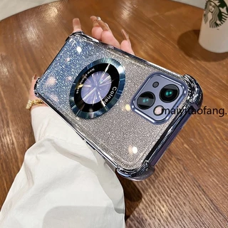 New สีcase สําหรับ iPhone 13 iPhone 13 Pro iPhone 13 Pro Max Sparkling สีชมพูสี่มุม Anti Drop เคสโทรศัพท์ความงามแม่เหล็กกันกระแทกซิลิโคน TPU Soft case