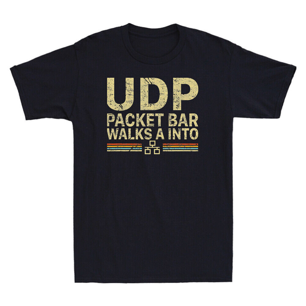 Udp Packet Bar Walks Into Funny Network Engineer Vintage Mens T-Shirt