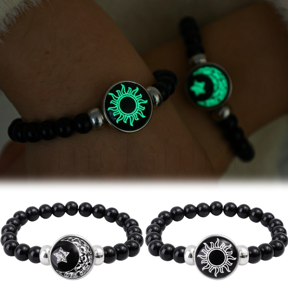Luminous Sun Moon สร้อยข้อมือคู่ - Glow in The Dark Hand Chain - คนรักเครื่องประดับอุปกรณ์เสริม - แฟชั่น, วินเทจ - วันวาเลนไทน์