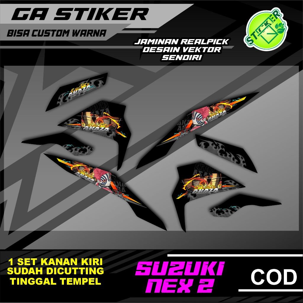COOL MOTORCYCLE STRIPING SUZUKI NEX 2 AKAZA HAKUJI DEMON SLAYER ALREADY CUT, JUST STICK IT