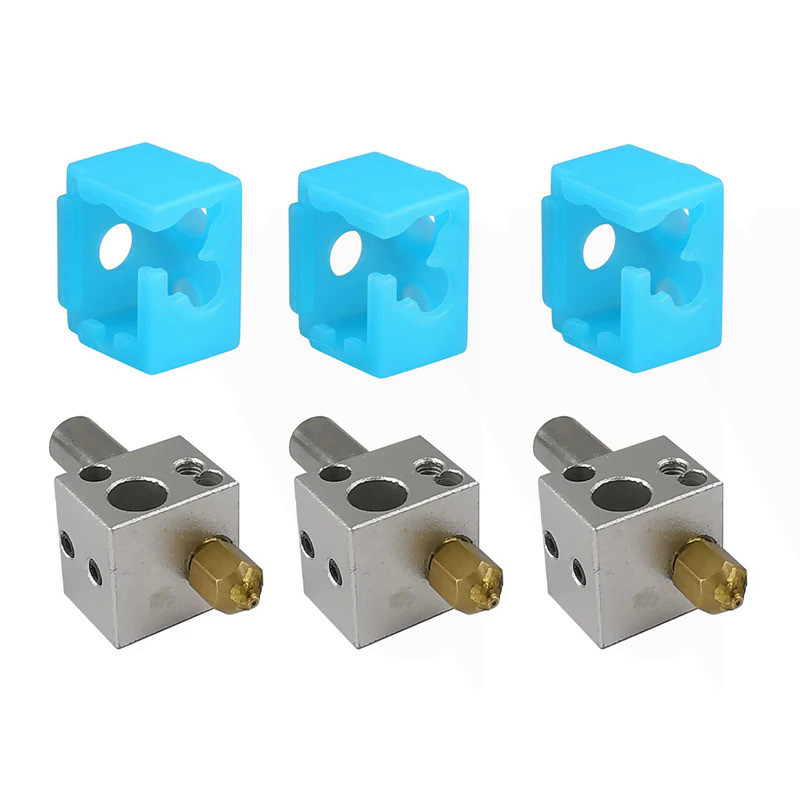 3PCS FLSUN Q5 3D Printer Hotend Kit Parts 4in1 Extruder 0.4mm Brass Nozzle Heat Block Metal Throat H