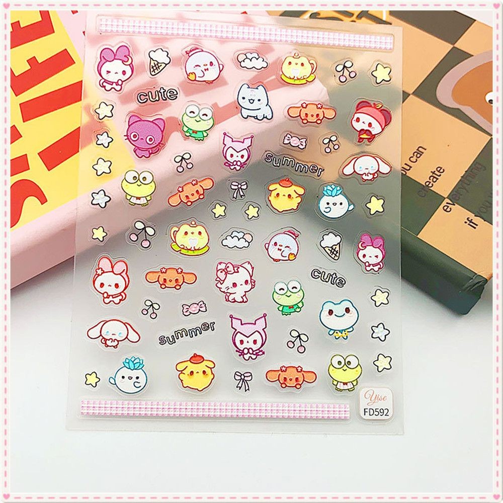 สติกเกอร์ติดเล็บ Sanrio สติกเกอร์ติดเล็บ การดูแลเล็บและความงาม สติกเกอร์ติดเล็บน่ารักๆ สติกเกอร์ดูแลเท้าและเล็บ ลายแมว สีสันสำหรับมือ สติกเกอร์ติดเล็บน่ารักๆ น่ารักๆ JOYFEEL