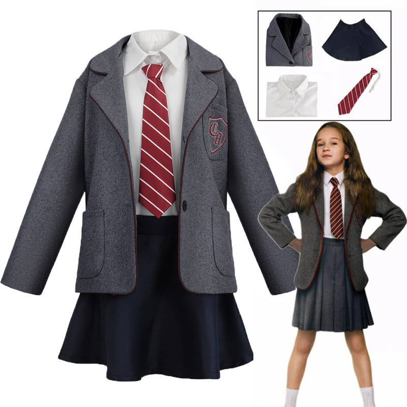 Girls School Uniform Coat กระโปรง Tie Roald Dahls Matilda คอสเพลย์ฮาโลวีนชุดนักเรียนสําหรับสาว 2T3Z 