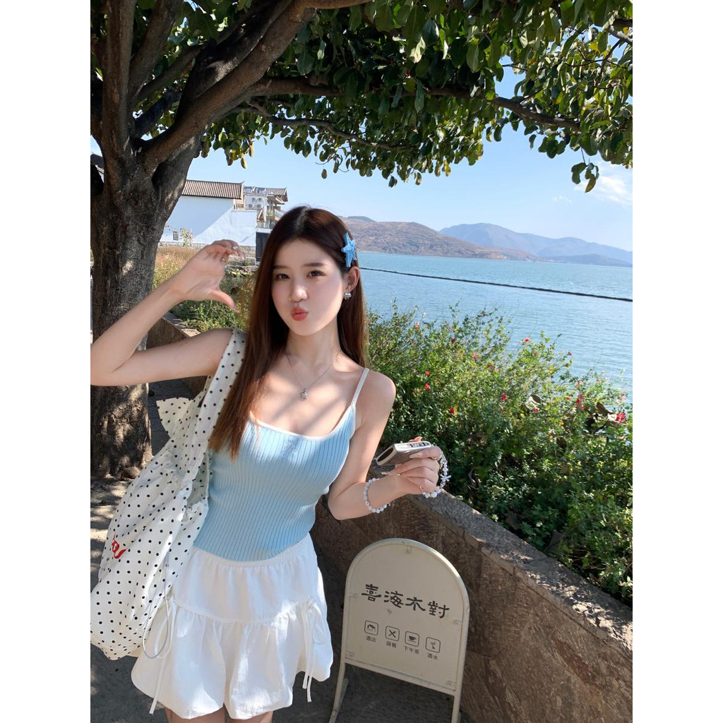 🌷Anne🌷เสื้อสายเดี่ยว ไหมพรม เข้ารูป ผ้านิ่ม ผ้าร่องปักตัวอักษร สีสดใส เสื้อแขนกุด ใส่สบาย น่ารักๆ สไตล์เกาหลี💕#Y9911