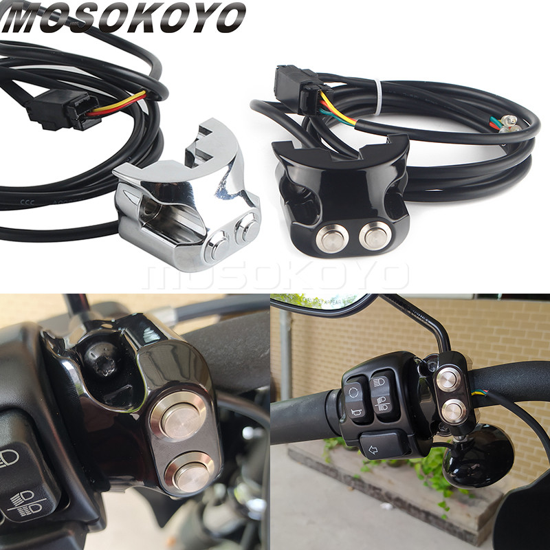 Gรถจักรยานยนต์ 25mm สวิทช์ Handlebar 2 ปุ่ม Air Ride สวิทช์ Controller 3 สายสําหรับ Harley Dyna Spor