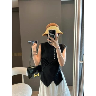 Dahong เสื้อยืดแขนกุดผู้หญิง เสื้อกล้ามแขนกุด ล่ผ้าสวยใส่สบายแมทช์ง่ายได้ทุกลุคค่ะ สีทึบ H057