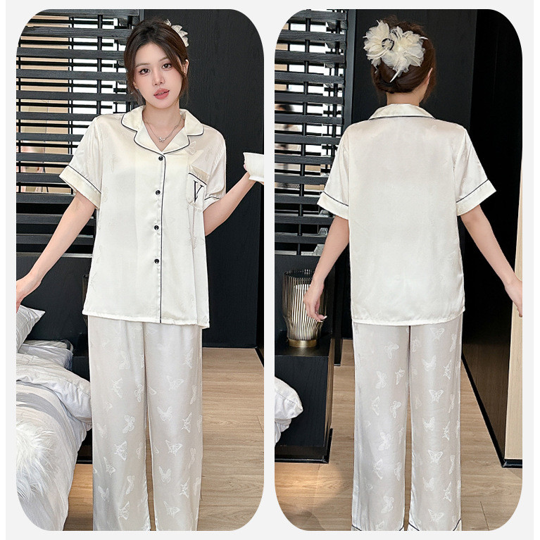 Victorias Secret สไตล์ผีเสื้อผู้หญิงผ้าไหมน้ําแข็งบางชุดนอนเสื้อผ้าชุด HBS7