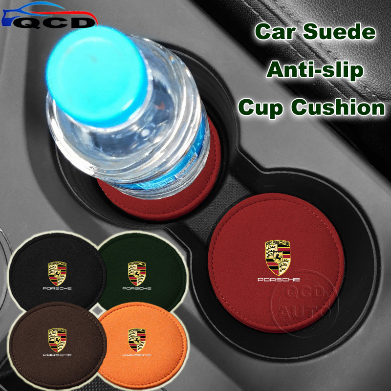 Porsche รถถ้วยเบาะ Suede Anti-slip ขวดเครื่องดื่มถ้วยสล็อตอุปกรณ์เสริมสําหรับ Porsche Cayenne 911 718 Macan Panamera Taycan