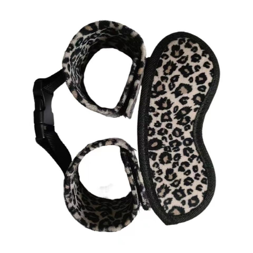 🚛พร้อมส่งค่ะ✅SM Plush Leopard Pattern Handcuffs Eye Mask การปรับแต่งทางเลือกสำหรับผู้ชายและผู้หญิง B