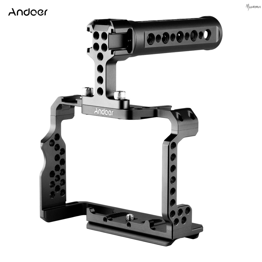 Andoer อลูมิเนียมกล้องชุดกรงวิดีโอ Rig Top Handle Grip สําหรับ A7R III/ A7 II Video Cage Muswn-1