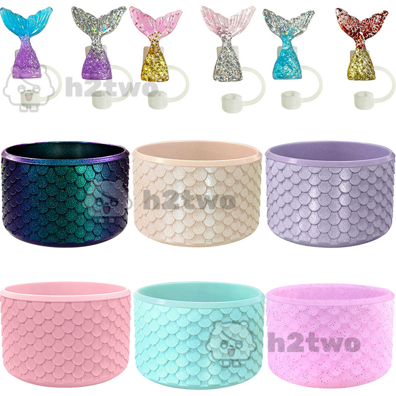 Mermaid Silicone Boot & Mermaid Straw Cover for Cup 40/30/20 Oz Stanley Cup Accessories