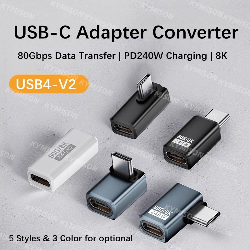 USB4 V2 90 องศาประเภท C อะแดปเตอร์มุม 80Gbps Thunderbolt 5 4 3 อะแดปเตอร์ข้อศอก 240W USB-C สายเชื่อมต่อ 40Gbps สําหรับ Mac แล็ปท็อปโทรศัพท์