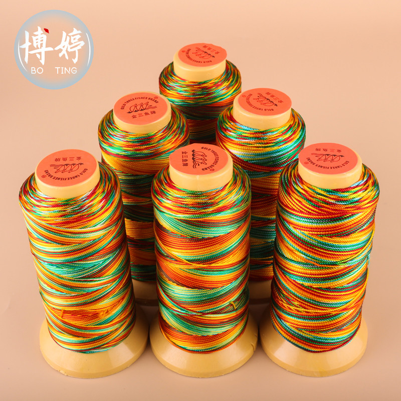 Golden สามปลาด้ายหลากสี 3/6/9/12 Strands Tower ด้ายสร้อยคอเชือกถักสร้อยข้อมือด้าย Winding พู่ Segmen