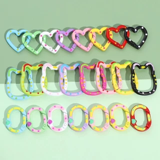 1PC ฤดูใบไม้ผลิหัวใจแหวนหัวเข็มขัด Multicolors Star ดอกไม้ Cat Shape กระเป๋าเข็มขัดหัวเข็มขัดกระเป๋าถือ Carabiner เครื่องมือกลางแจ้ง