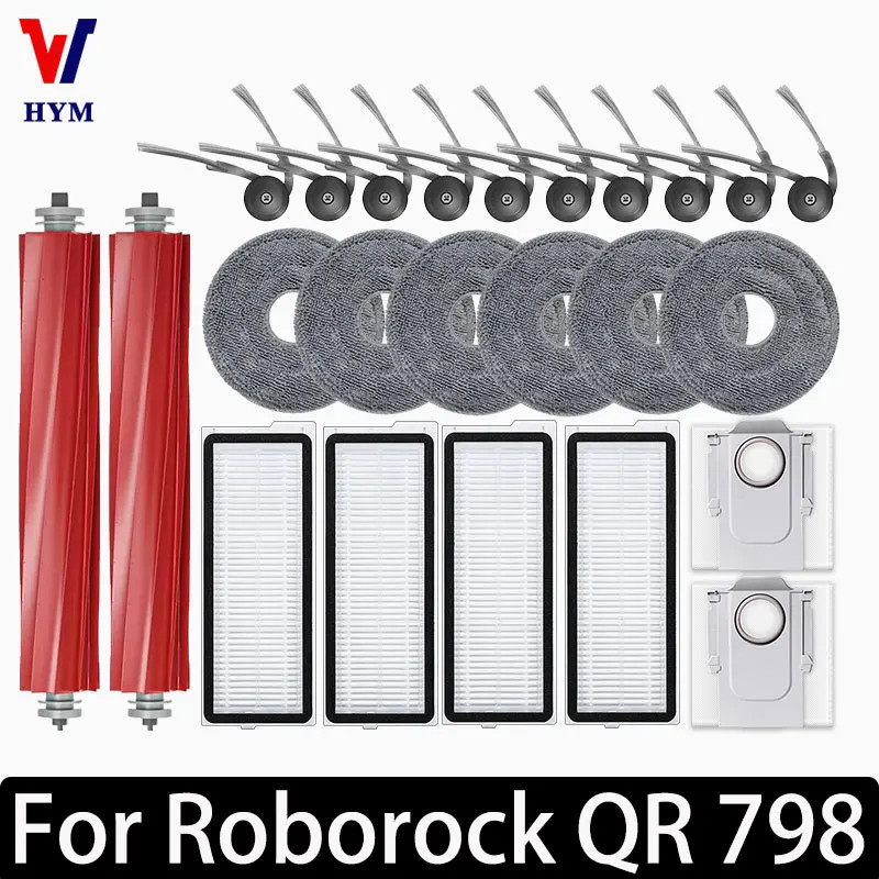 Roborock QR 798 อุปกรณ์เสริมหลักแปรงด้านข้าง HEPA Filter Mop กระเป๋าหุ่นยนต์เครื่องดูดฝุ่นอะไหล่ แทน