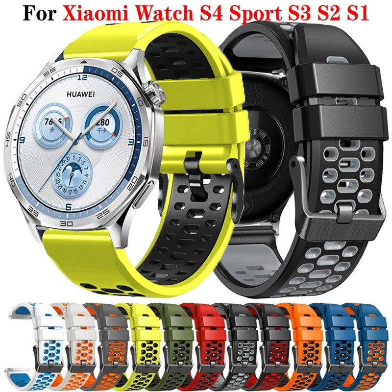 สายซิลิโคนขนาด 22 มม. สำหรับนาฬิกา Xiaomi S4 Sport Mi Watch S3 S2 S1 Active Color 2 2 Pro อุปกรณ์เสริมสายนาฬิกา