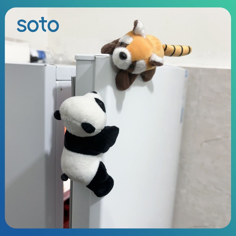 ♫ แม่เหล็กติดตู้เย็นรูปแรคคูนตุ๊กตาแพนด้า ของตกแต่งตู้เย็นรูปแพนด้า